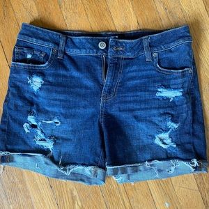 Maurices Jean Midi Shorts Distressed Blue